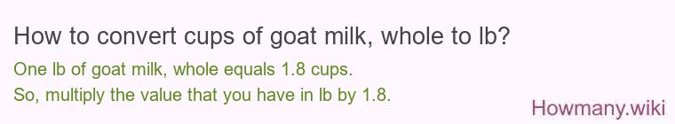 How to convert cups of goat milk, whole to lb?