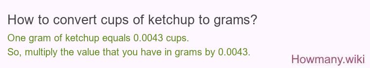 How to convert cups of ketchup to grams?