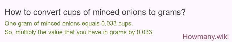 How to convert cups of minced onions to grams?