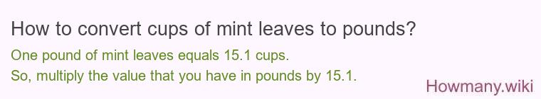 How to convert cups of mint leaves to pounds?