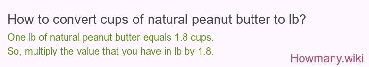 How to convert cups of natural peanut butter to lb?