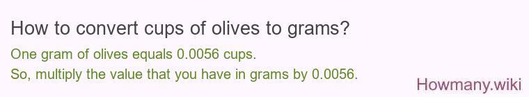 How to convert cups of olives to grams?
