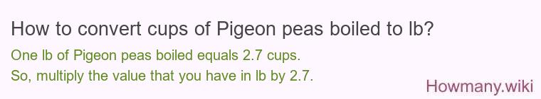 How to convert cups of Pigeon peas boiled to lb?