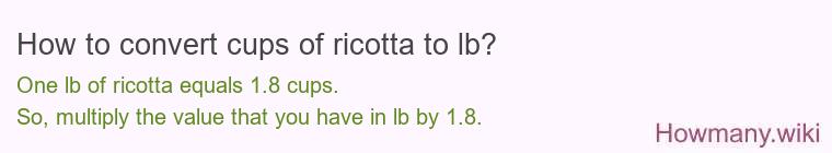 How to convert cups of ricotta to lb?