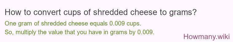 How to convert cups of shredded cheese to grams?