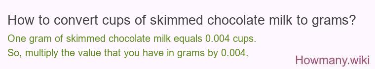 How to convert cups of skimmed chocolate milk to grams?