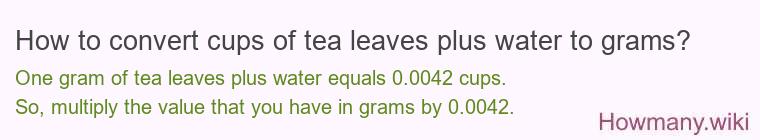 How to convert cups of tea leaves plus water to grams?