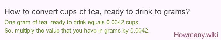 How to convert cups of tea, ready to drink to grams?