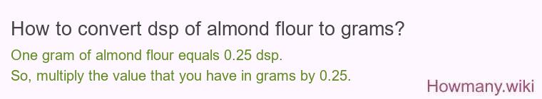 How to convert dsp of almond flour to grams?