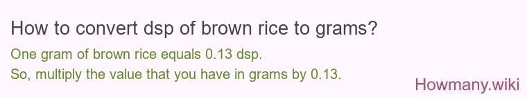 How to convert dsp of brown rice to grams?