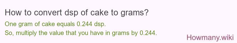 How to convert dsp of cake to grams?