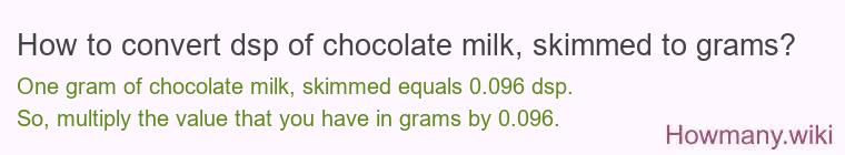 How to convert dsp of chocolate milk, skimmed to grams?