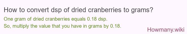 How to convert dsp of dried cranberries to grams?