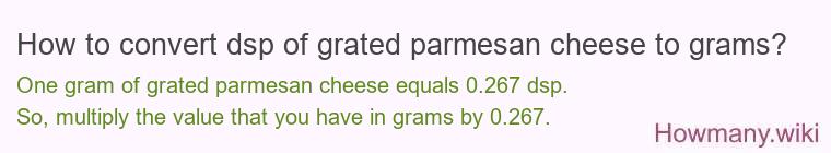 How to convert dsp of grated parmesan cheese to grams?