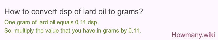 How to convert dsp of lard oil to grams?