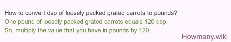 How to convert dsp of loosely packed grated carrots to pounds?