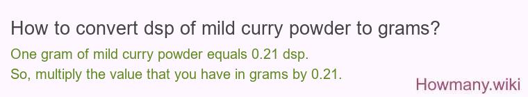 How to convert dsp of mild curry powder to grams?