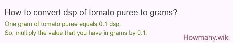 How to convert dsp of tomato puree to grams?