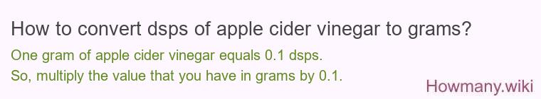How to convert dsps of apple cider vinegar to grams?
