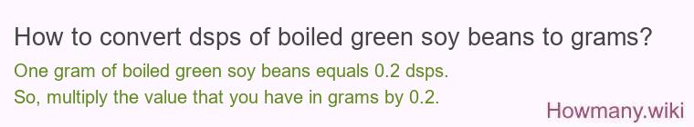How to convert dsps of boiled green soy beans to grams? How to convert dsps of boiled green soy beans to grams?