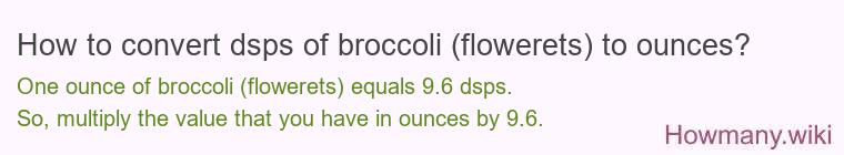 How to convert dsps of broccoli (flowerets) to ounces?