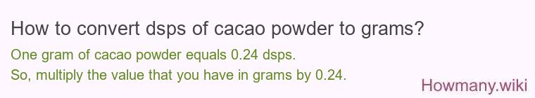 How to convert dsps of cacao powder to grams?