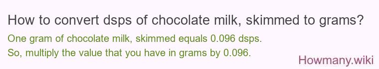 How to convert dsps of chocolate milk, skimmed to grams?