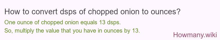 How to convert dsps of chopped onion to ounces?