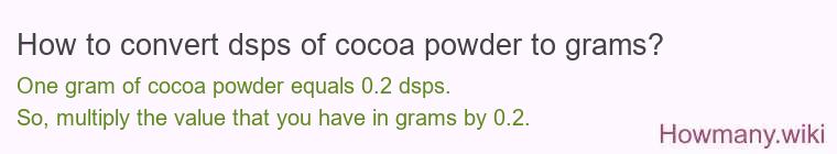 How to convert dsps of cocoa powder to grams?