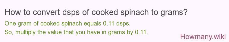 How to convert dsps of cooked spinach to grams?