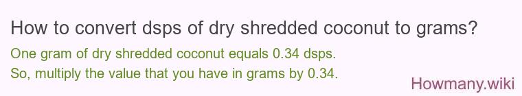 How to convert dsps of dry shredded coconut to grams?