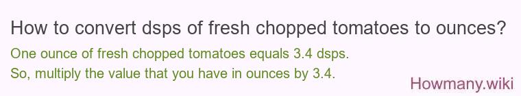 How to convert dsps of fresh chopped tomatoes to ounces?