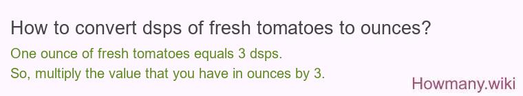 How to convert dsps of fresh tomatoes to ounces?