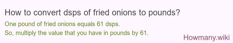 How to convert dsps of fried onions to pounds?