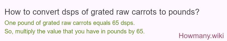 How to convert dsps of grated raw carrots to pounds?