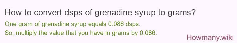 How to convert dsps of grenadine syrup to grams? How to convert dsps of grenadine syrup to grams?