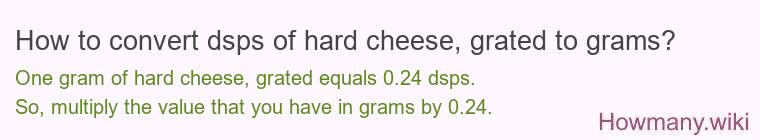 How to convert dsps of hard cheese, grated to grams?