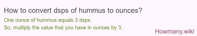How to convert dsps of hummus to ounces?