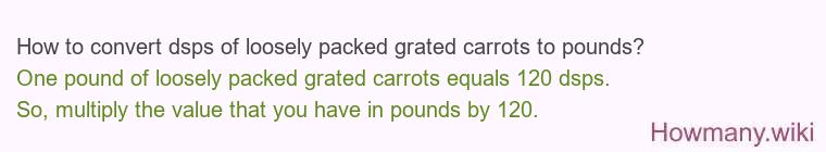 How to convert dsps of loosely packed grated carrots to pounds?