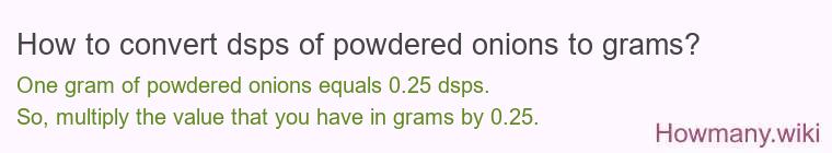 How to convert dsps of powdered onions to grams? How to convert dsps of powdered onions to grams?