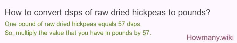 How to convert dsps of raw dried hickpeas to pounds?