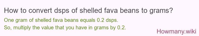 How to convert dsps of shelled fava beans to grams? How to convert dsps of shelled fava beans to grams?