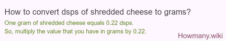 How to convert dsps of shredded cheese to grams?