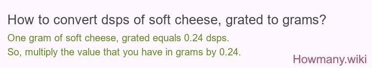 How to convert dsps of soft cheese, grated to grams?