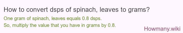 How to convert dsps of spinach leaves to grams?