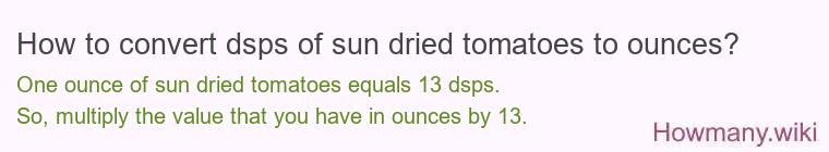 How to convert dsps of sun dried tomatoes to ounces?