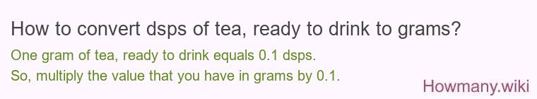 How to convert dsps of tea, ready to drink to grams? How to convert dsps of tea, ready to drink to grams?