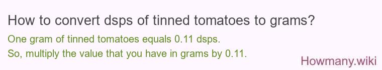 How to convert dsps of tinned tomatoes to grams? How to convert dsps of tinned tomatoes to grams?