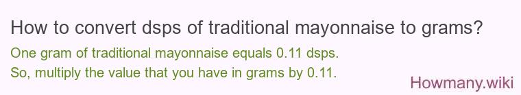How to convert dsps of traditional mayonnaise to grams?