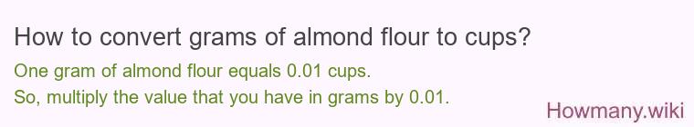 How to convert grams of almond flour to cups? How to convert grams of almond flour to cups?
